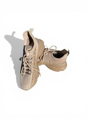 Steve Madden Women's Maxima Tan Glitter Embellished Sneaker Shoes Size 9.5